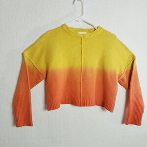 Love + Harmony Ombre Crop Sweater M/L Orange Yellow Ombre